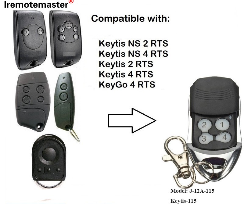 Pour Keytis NS 2 RTS Keytis NS 4 RTS Télécommande de porte de garage 433.42MHz